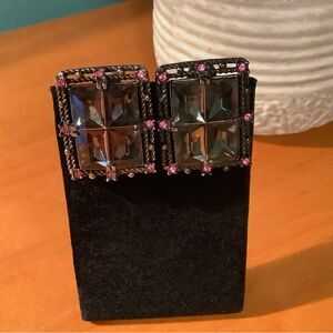 Vintage Classic Smokey Gray/Pink Clip Earrings -EUC A Must See!!
